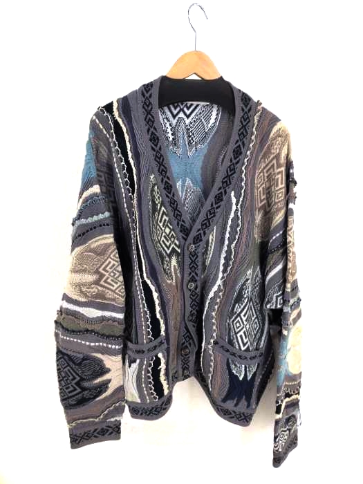 COOGI(クージー) 幾何学柄 3Dコットンニットカーディガン メンズ トップス