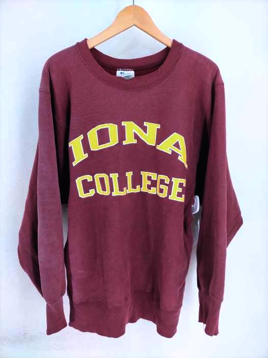 Champion（チャンピオン） 80S トリコタグ REVERSE WEAVE IONA COLLEGE カレッジラバー2段プリントクルーネックスウェット メンズ トップス