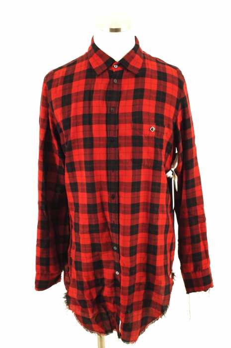 The Letters （ザ レターズ） 16SS　チェック柄切りっ放しロングシャツt メンズ トップス