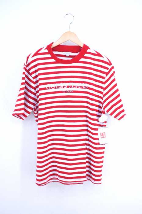 GUESS×ASAP Rocky（ゲス エイサップロッキー） ボーダー柄ロゴ刺繍Tシャツ メンズ トップス