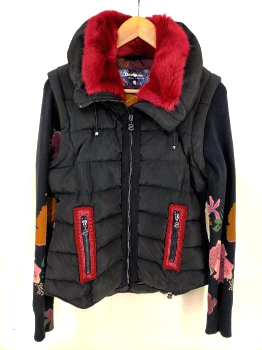 DESIGUAL（デシグアル） 2WAY 袖ニット切替ダウンジャケット レディース アウター