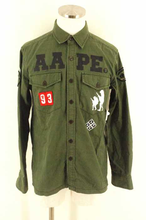 A BATHING APE (アベイシングエイプ) プリントワッペンミリタリーシャツ メンズ トップス