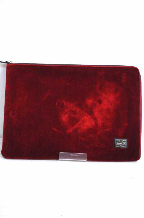 HEAD PORTER （ヘッドポーター） VELOURS  DOCUMENT CASE 異素材クラッチバック レディース バッグ