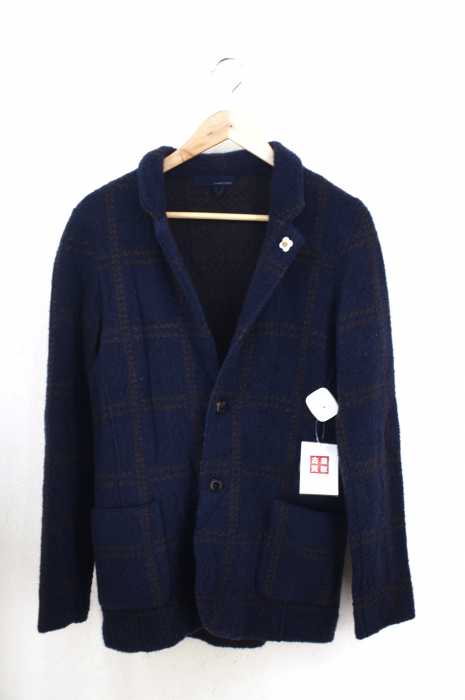 LARDINI（ラルディー二） チェック柄ニットジャケット メンズ アウター