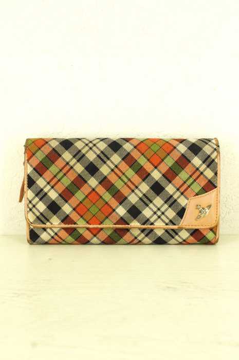 Vivienne Westwood （ヴィヴィアンウエストウッド） チェック柄オーブロングウォレット　長財布 レディース ファッション雑貨