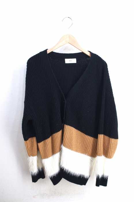 AZUL by moussy (アズールバイマウジー) 袖異素材カラーブロッキングカーデ レディース トップス