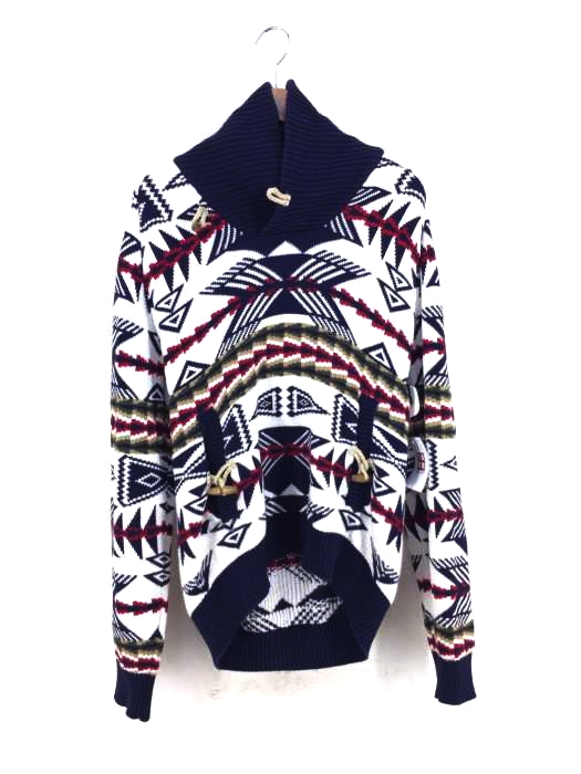 staple(ステイプル) 総柄ショールカラーコットンニット メンズ トップス