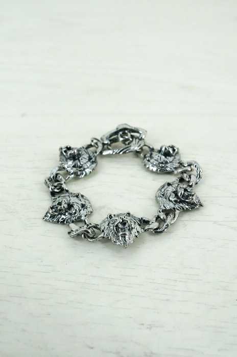 USED古着  （ユーズドフルギ） ライオンモチーフシルバーブレスレット メンズ アクセサリー