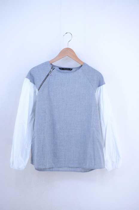 ZARA BASIC （ザラベーシック） ショルダージップ切替トップス レディース トップス
