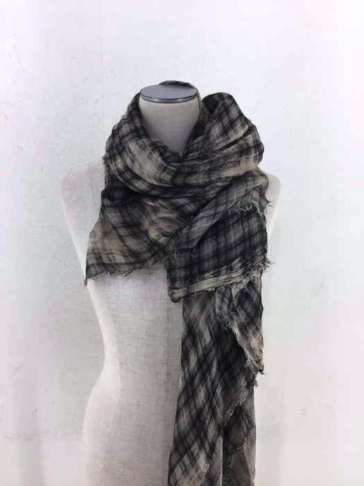 Faliero Sarti（ファリエロサルティ） ダメージ加工ムラ染チェック柄ストール レディース ファッション雑貨