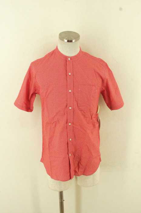 BEAMS Lights × canclini 1925(ビームスライツ) 総柄バンドカラー半袖ボタンシャツ メンズ トップス