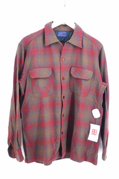 PENDLETON（ペンドルトン） 60s オンブレチェック柄 ウールオープンカラーシャツ メンズ トップス