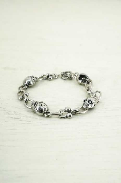 USED古着 (ユーズドフルギ) スカルデザインシルバーブレスレット メンズ アクセサリー