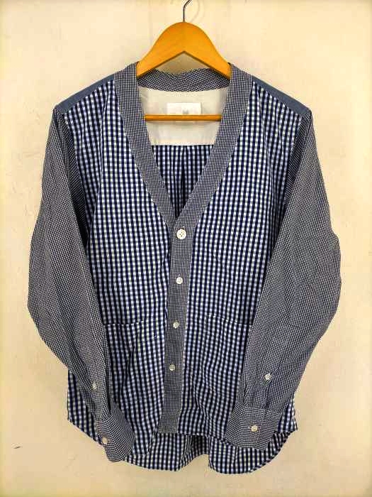 GANRYU(ガンリュウ) 14AW AD2014 チェック柄切替 カラーレスシャツ メンズ トップス