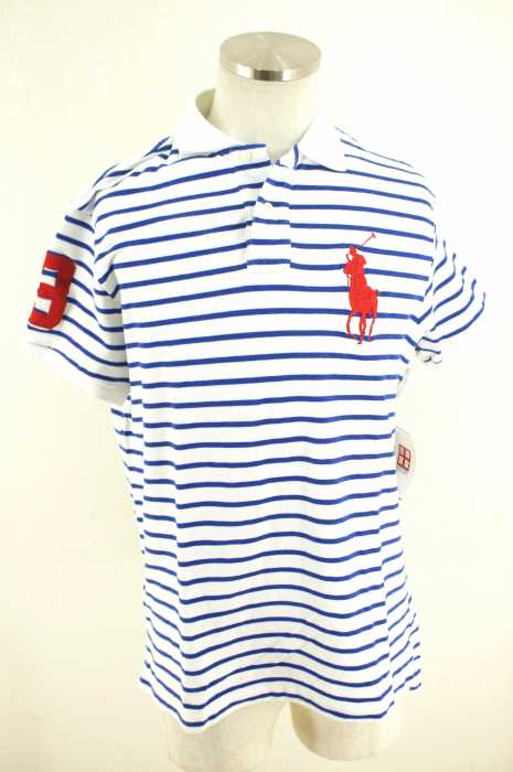Polo by RALPH LAUREN （ポロバイラルフローレン） 刺繍入りボーダー柄ポロシャツ メンズ トップス