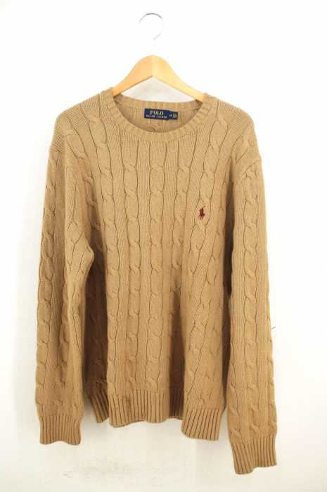 Polo by RALPH LAUREN (ポロバイラルフローレン) 胸刺繍クルーネックアランニット メンズ トップス