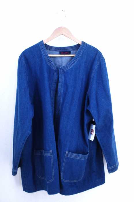 Denim&Co(デニムアンドコー) ノーカラーデニムジャケット メンズ アウター