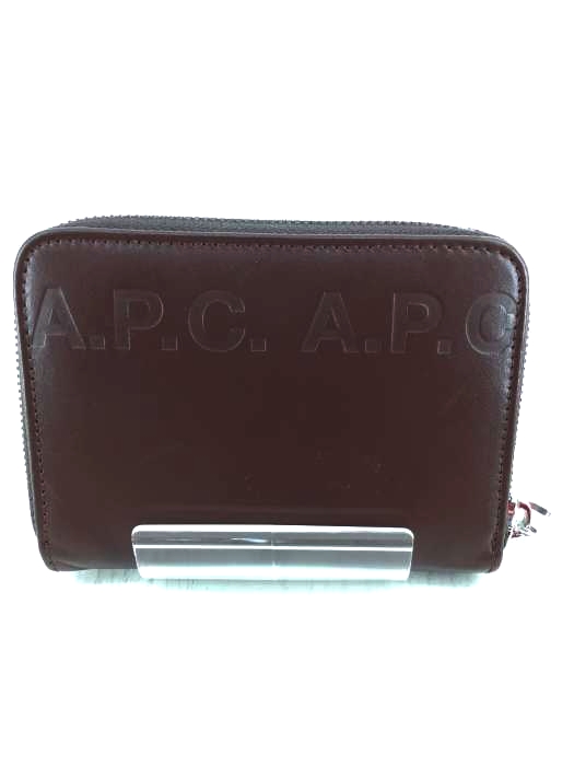 A.P.C.(アーペーセー) カーフレザー ロゴ型押し ラウンドジップウォレット レディース 財布・ケース