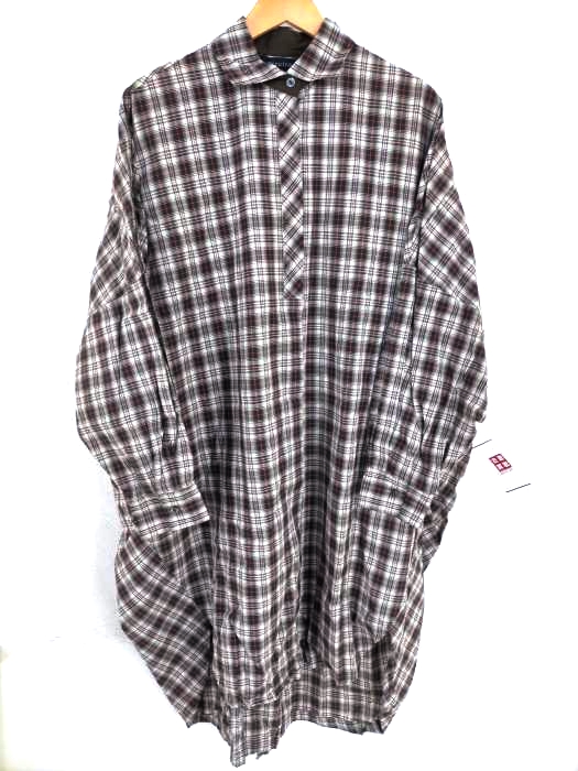 mizuiro ind(ミズイロインド) チェックワイドシャツチュニック レディース ワンピース