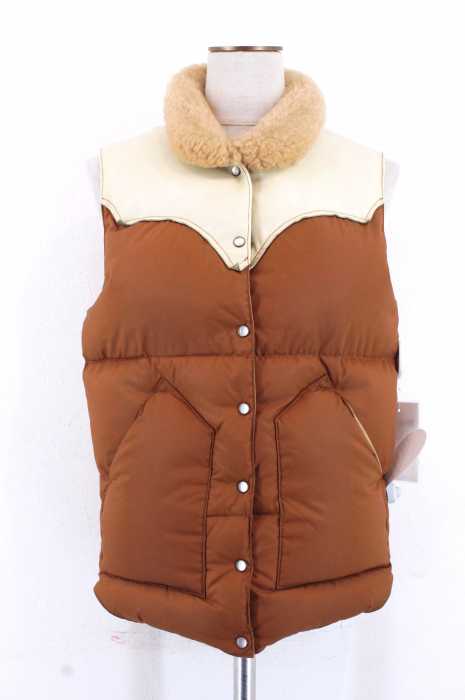 Rocky Mountain FeatherBed (ロッキーマウンテンフェザーベッド) Christy ムートン襟レザーヨーク切替ダウンベスト レディース アウター