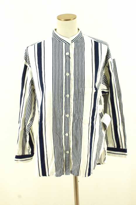 moussy (マウジー) 15ss ノーカラーストライプシャツ レディース トップス