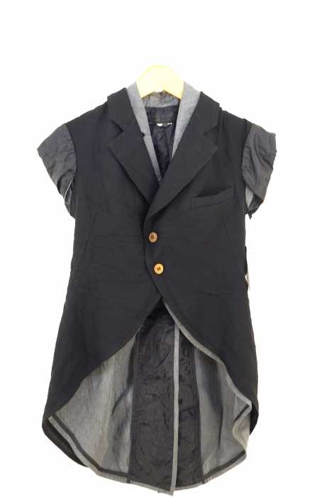 COMME des GARCONS COMME des GARCONS（コムデギャルソンコムデギャルソン） AD2009 ポリ縮ドッキングレイヤードノースリーブ燕尾ジャケット レディース アウター