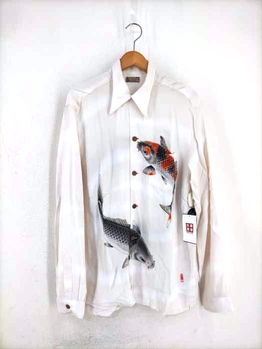 Denime（ドゥニーム） ALOHA HAWAIIAN Dream HAND PRINT 鯉 長袖開襟シャツ メンズ トップス