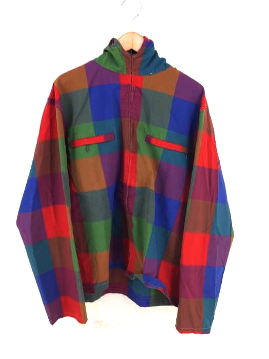 USED古着（ユーズドフルギ） 60~70S 棒TALONジッパー マルチカラーブロックチェックフーデッドブルゾン メンズ アウター