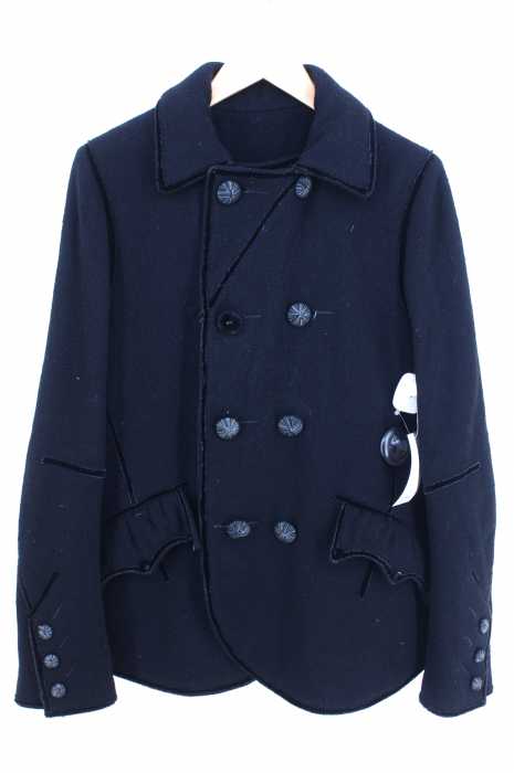 NUMBER (N)INE（ナンバーナイン） 09AW A CLOSED FEELING期 ベロアテープ装飾 ほつれ加工ウールPコート メンズ アウター