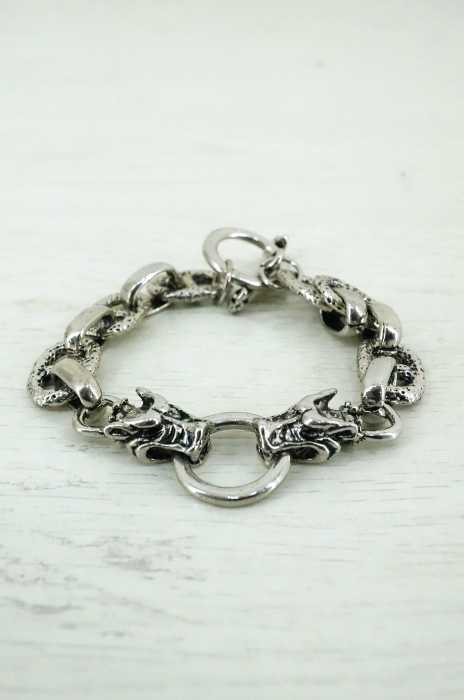 USED古着 (ユーズドフルギ) ドラゴンモチーフシルバーブレスレット メンズ アクセサリー