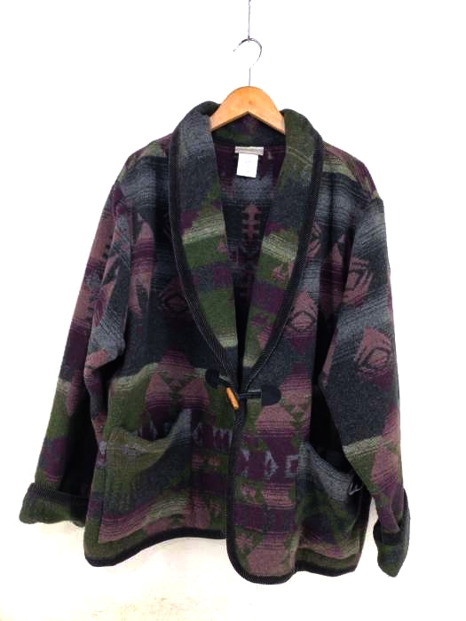 USED古着（ユーズドフルギ） Coldwater Creek 総柄ショールカラー トグルボタン スモーキングジャケット メンズ アウター