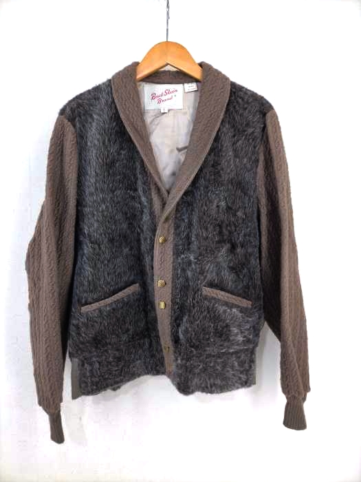 USED古着(ユーズドフルギ) Buck Skein Brand 50S 金ボタン ファー切替ショールカラー カーディガン メンズ トップス