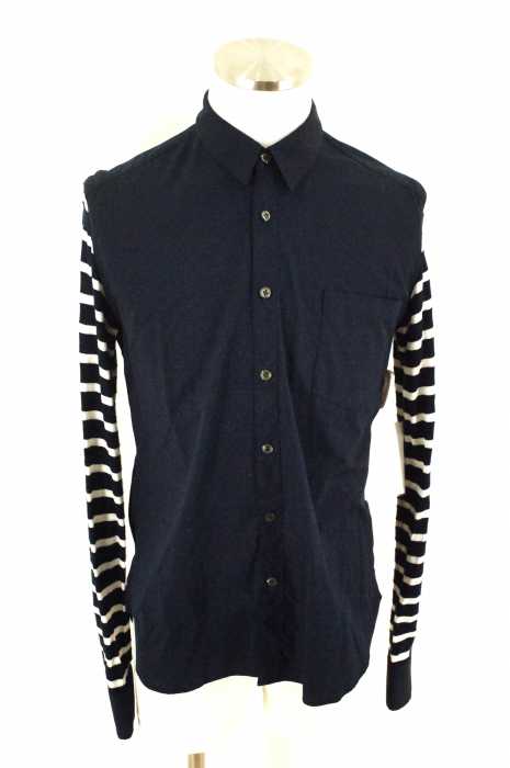 ANREALAGE（アンリアレイジ） 13AW 袖異素材切替ボーダーシャツ メンズ トップス