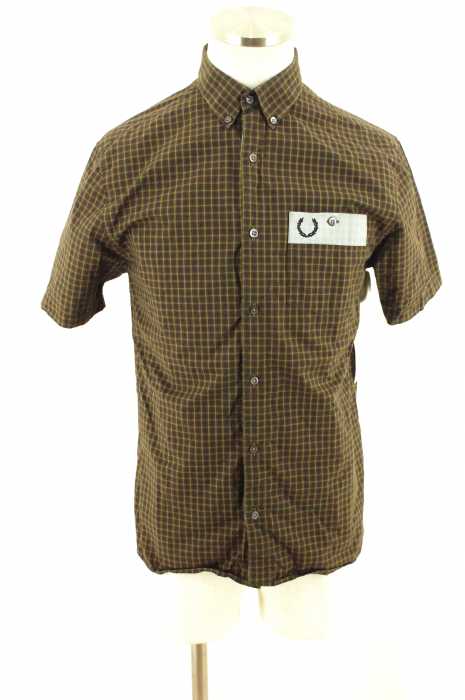 FRED PERRY （フレッドペリー） チェック柄フロントロゴ半袖ボタンダウンシャツ メンズ トップス