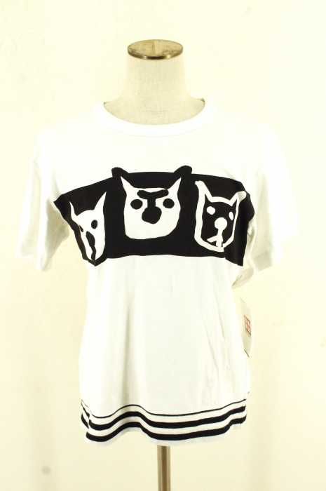 BLACK COMME des GARCONS (ブラックコムデギャルソン) AD2013 裾切替プリントTシャツ レディース トップス
