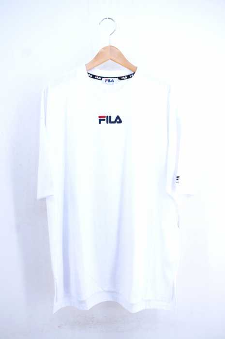 FILA （フィラ） オーバーサイズ ロゴ刺繍クルーネックTee メンズ トップス