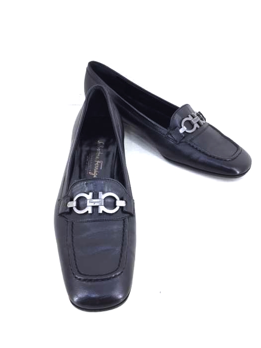 Salvatore Ferragamoスクエアガンチーニローファー黒75EE Salvatore