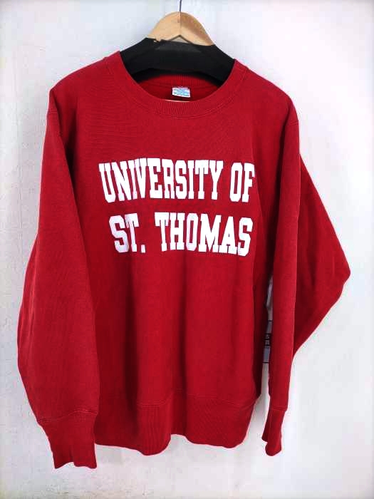 Champion(チャンピオン) 90S 刺繍タグ前期 REVERSE WEAVE UNIVERSITY OF ST.THOMAS ラバー2段プリント メンズ トップス