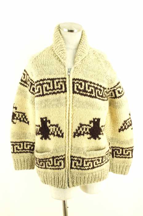 CANADIAN SWEATER (カナディアンセーター) バード柄ジップアップショールカラーニット レディース トップス