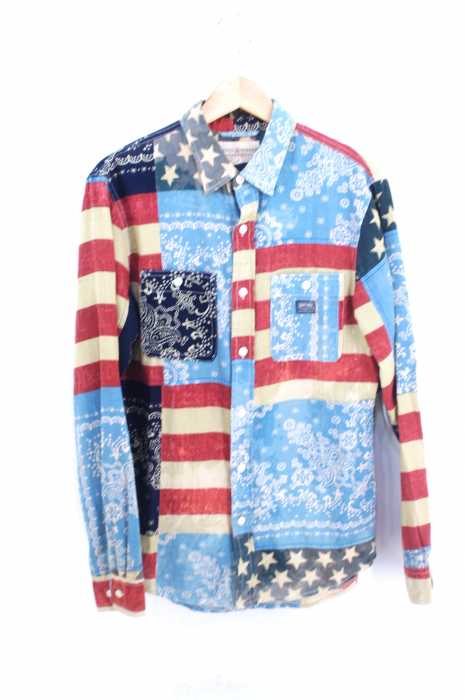 DENIM & SUPPLY RALPH LAUREN (デニムアンドサプライ ラルフローレン) バンダナ切替長袖シャツ メンズ トップス