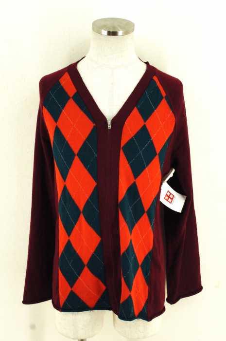 COMME des GARCONS SHIRT （コムデギャルソンシャツ） アーガイル柄切替ウールジップアップカーディガン メンズ トップス