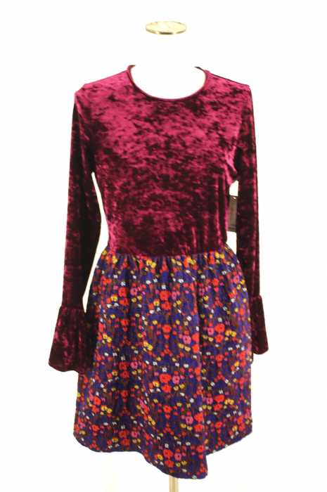 ANNA SUI （アナスイ） ジャガード切替ベロアワンピース レディース ワンピース