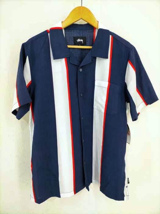 Stussy（ステューシー） Big Stripe Half Shirt テンセルオープンカラーシャツ メンズ トップス