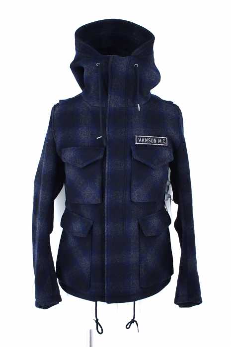 VANSON （バンソン） ワッペン付チェック柄ウールジャケット メンズ アウター