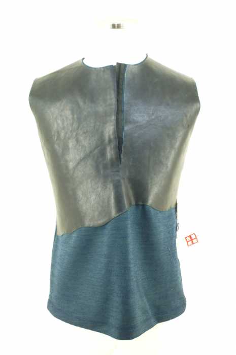 Martin Margiela （マルタンマルジェラ） 1　レザーニット切替プルオーバーベスト メンズ トップス