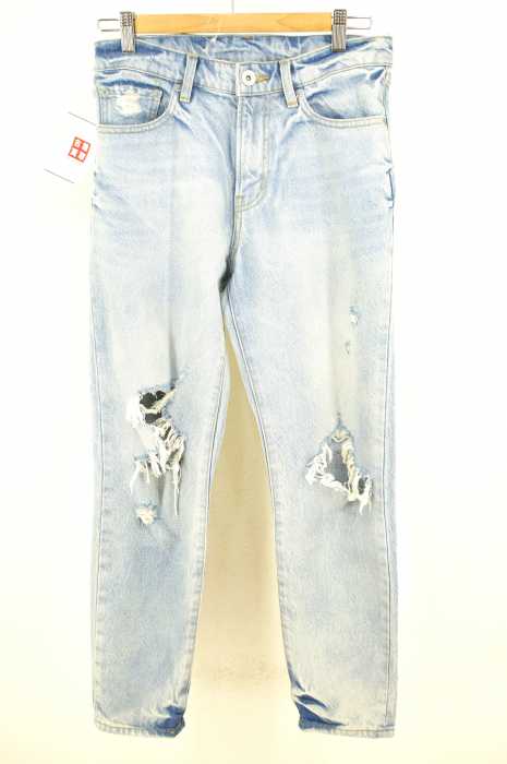 JEANASIS (ジーナシス) ウォッシュ加工ダメージデニム レディース パンツ