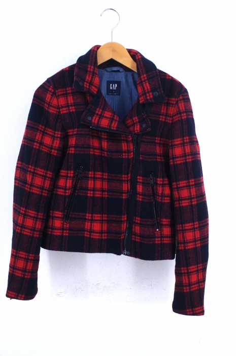 Gap （ギャップ） チェック柄ウールライダースジャケット レディース アウター