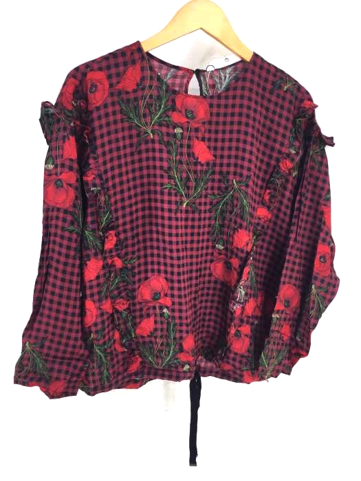 ZARA BASIC（ザラベーシック） チェック柄花柄プリントブラウス レディース トップス