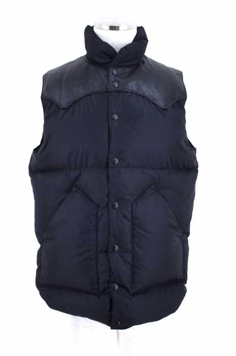 Rocky Mountain FeatherBed (ロッキーマウンテンフェザーベッド) レザー切替ダウンベスト メンズ アウター