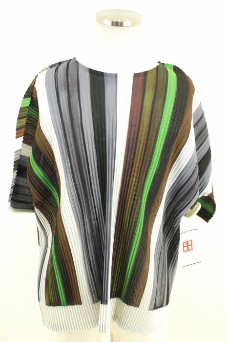 ISSEY MIYAKE イッセイミヤケ カットソー プリーツ加工 ストライプ